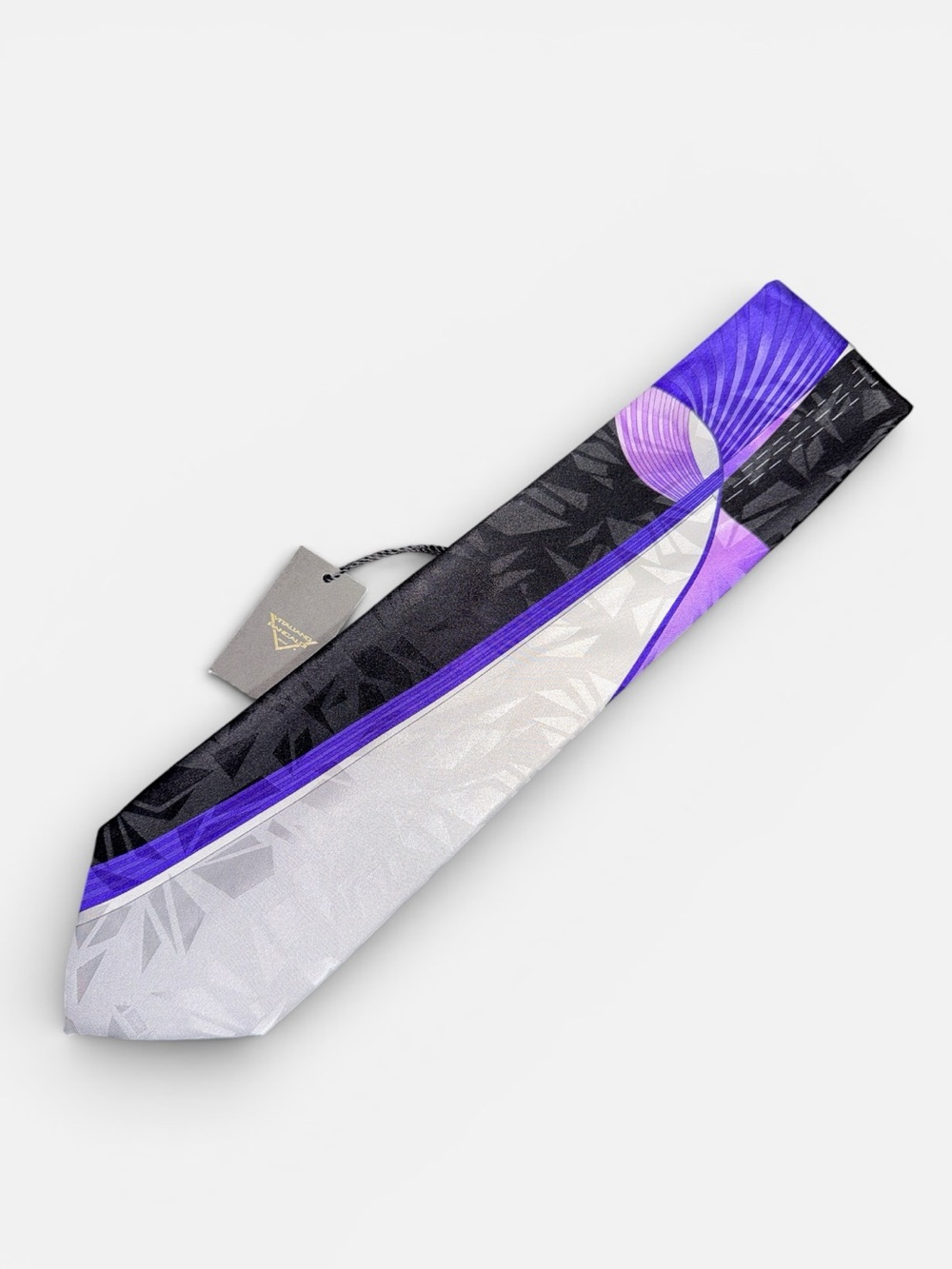 NEW Vitaliano Pancaldi mens silver purple abstract luxury 100% silk neck tie NWT